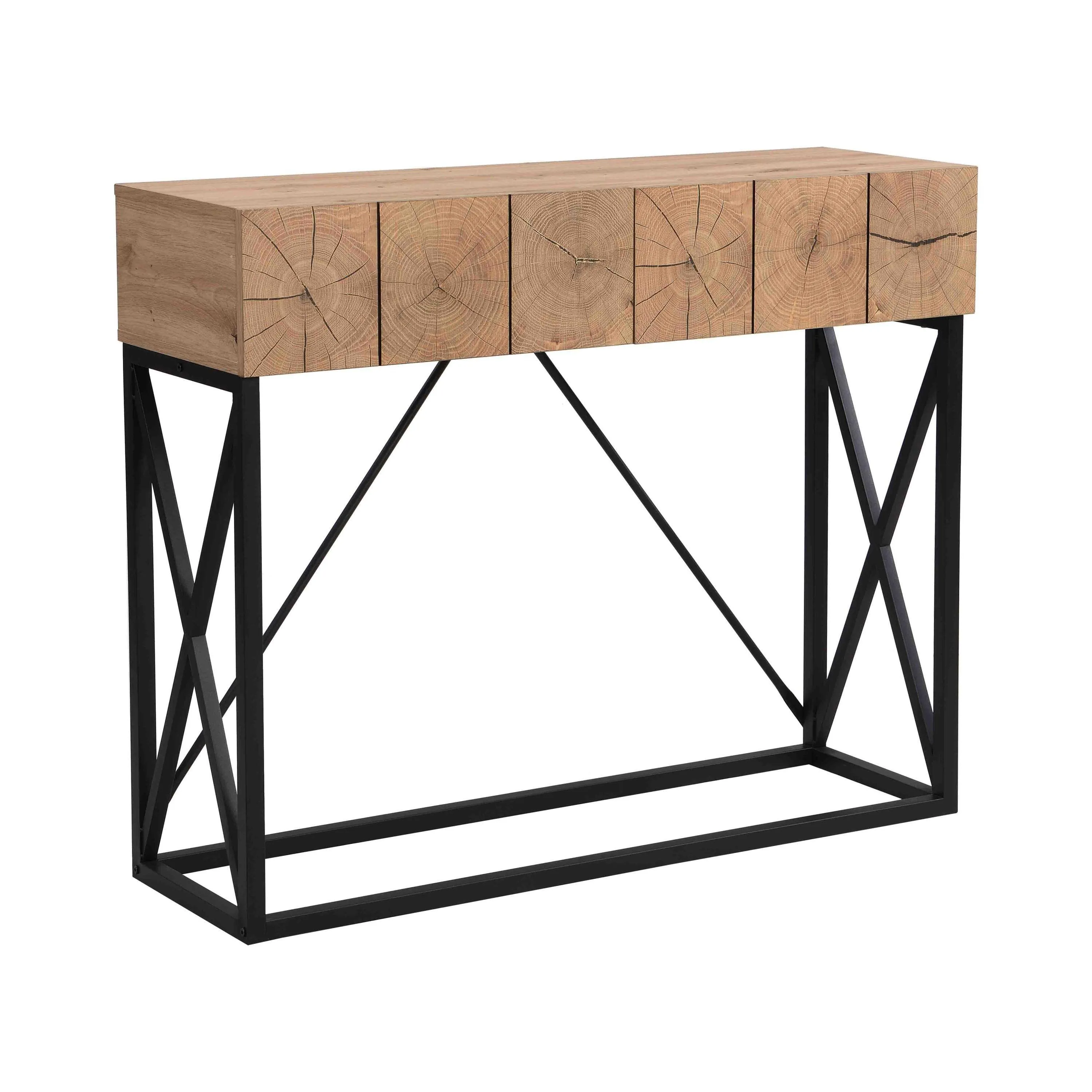 43.31'' Luxury Wood Sofa Table, Industrial Console Table with 2 Drawers for Entryway