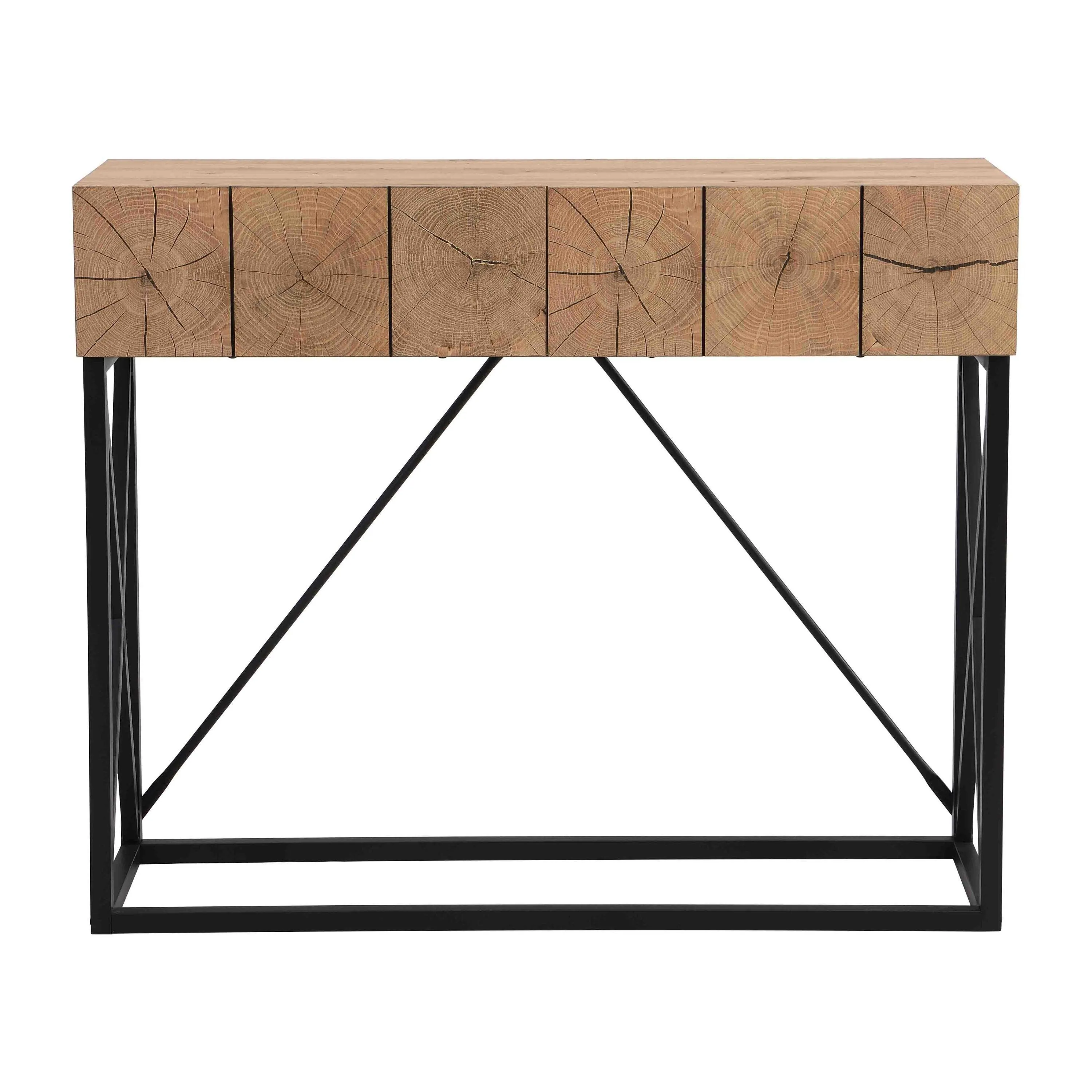 43.31'' Luxury Wood Sofa Table, Industrial Console Table with 2 Drawers for Entryway