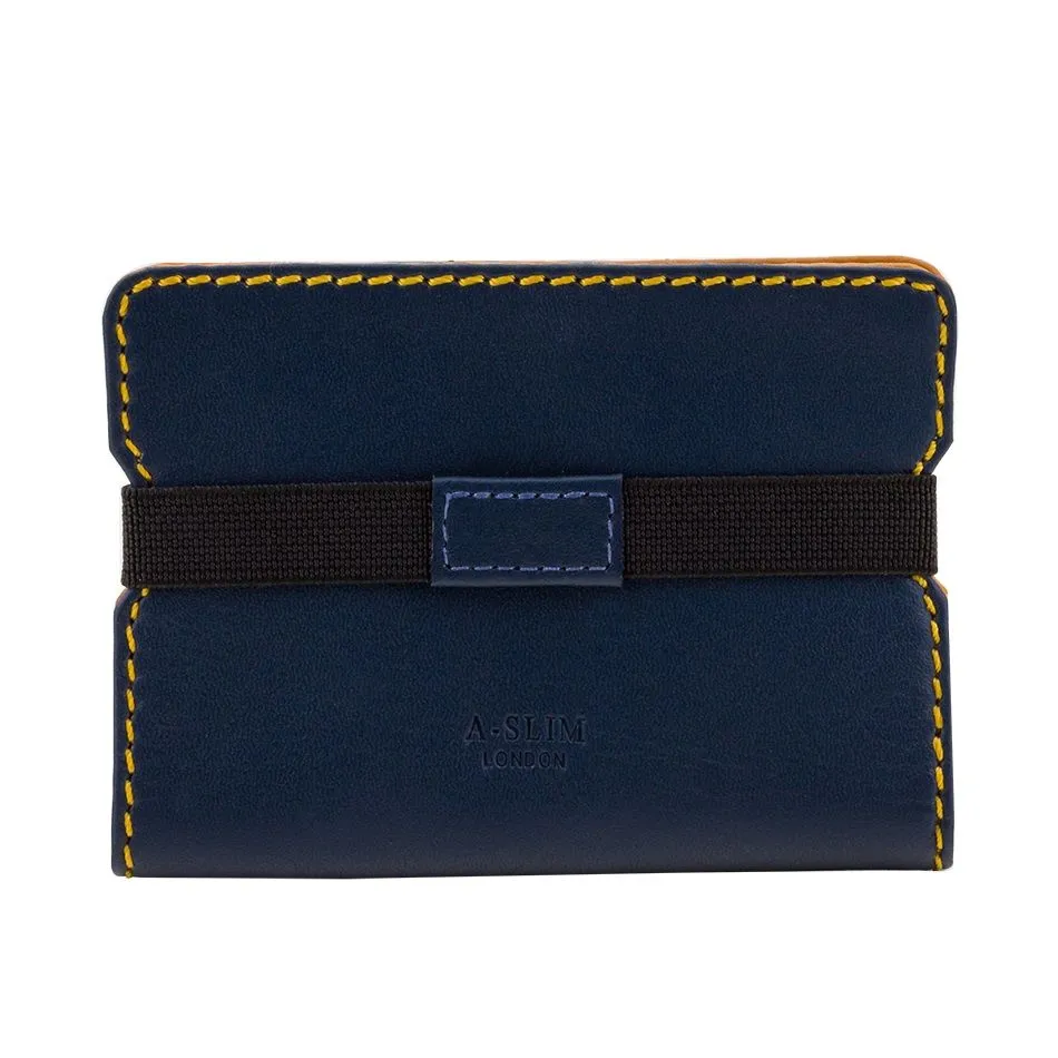 A-SLIM Minimalist Leather Wallet Reza - Blue/Yellow