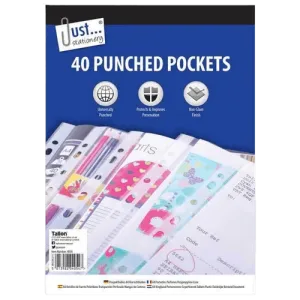 A4 Clear Plastic Punched Pockets, 40 Pack