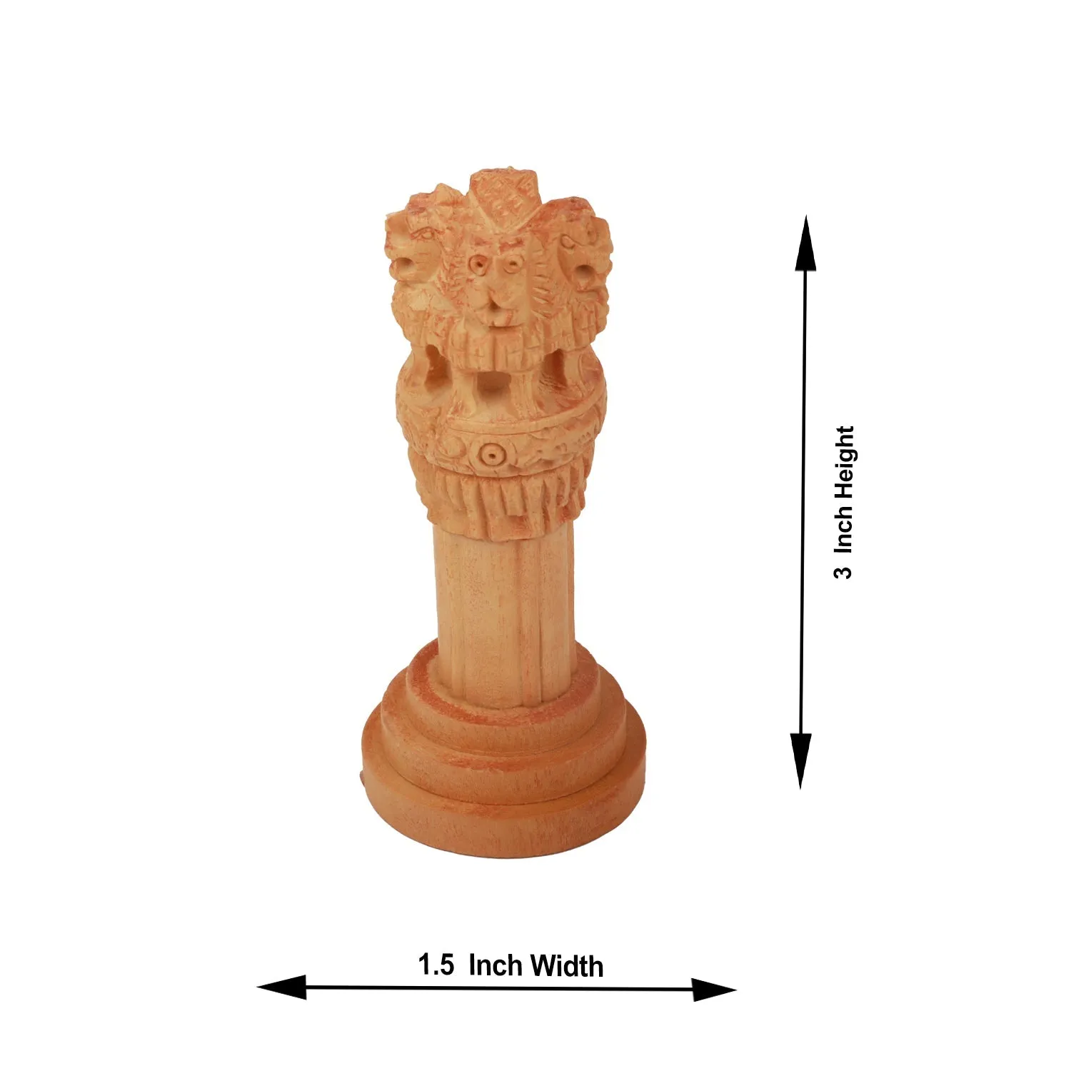 Ashok Pillar - 3 Inches | Ashoka Pillar Wooden/ Wood Sculpture for Home