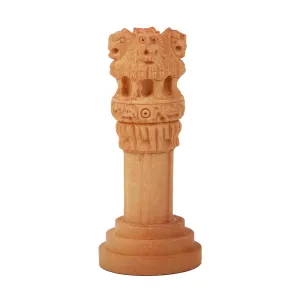 Ashok Pillar - 3 Inches | Ashoka Pillar Wooden/ Wood Sculpture for Home