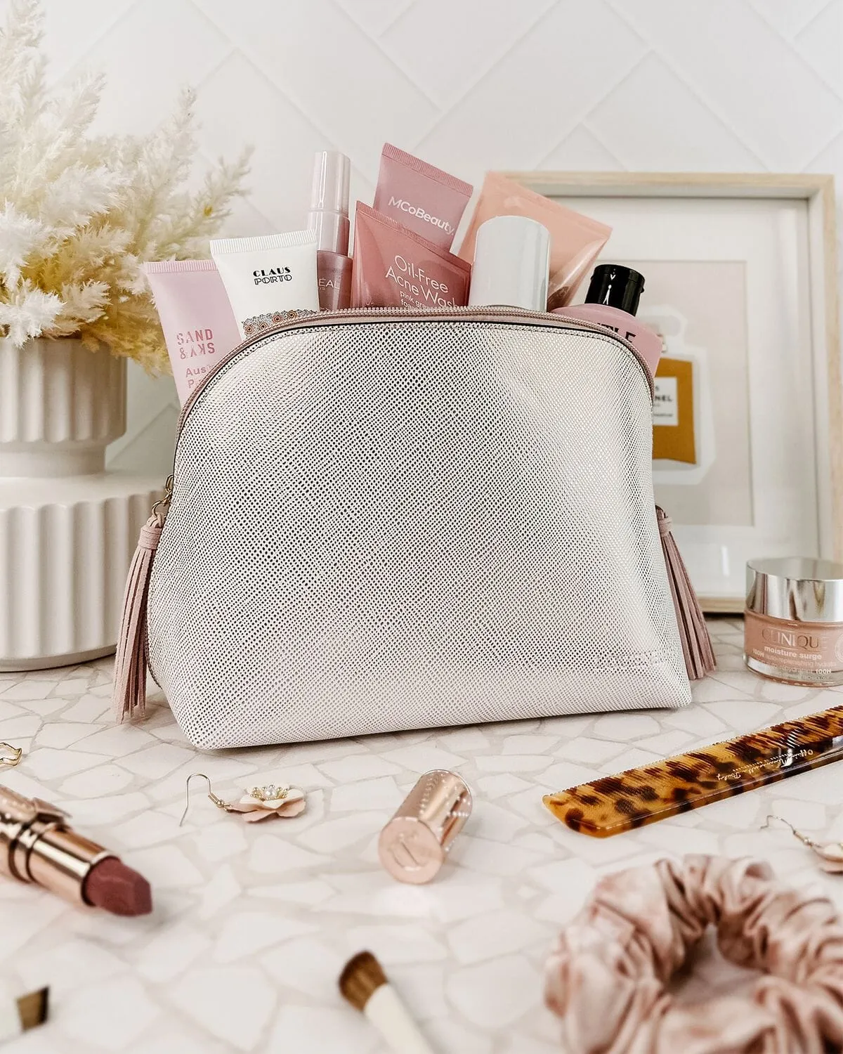 Audrey Makeup Case Metallic Nude