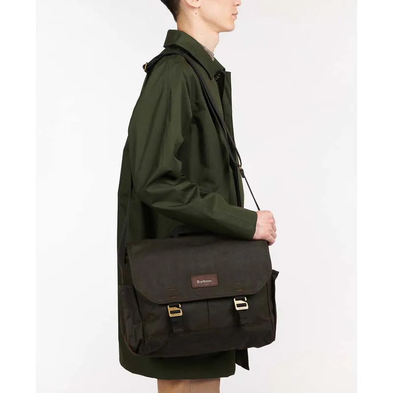 Barbour Essential Wax Messenger Bag - Olive