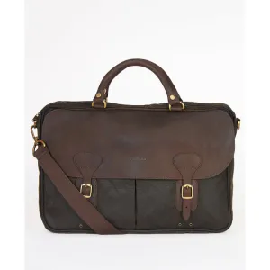 Barbour Wax Leather Briefcase - Olive