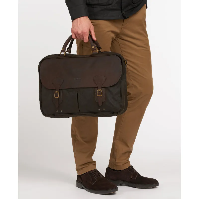 Barbour Wax Leather Briefcase - Olive