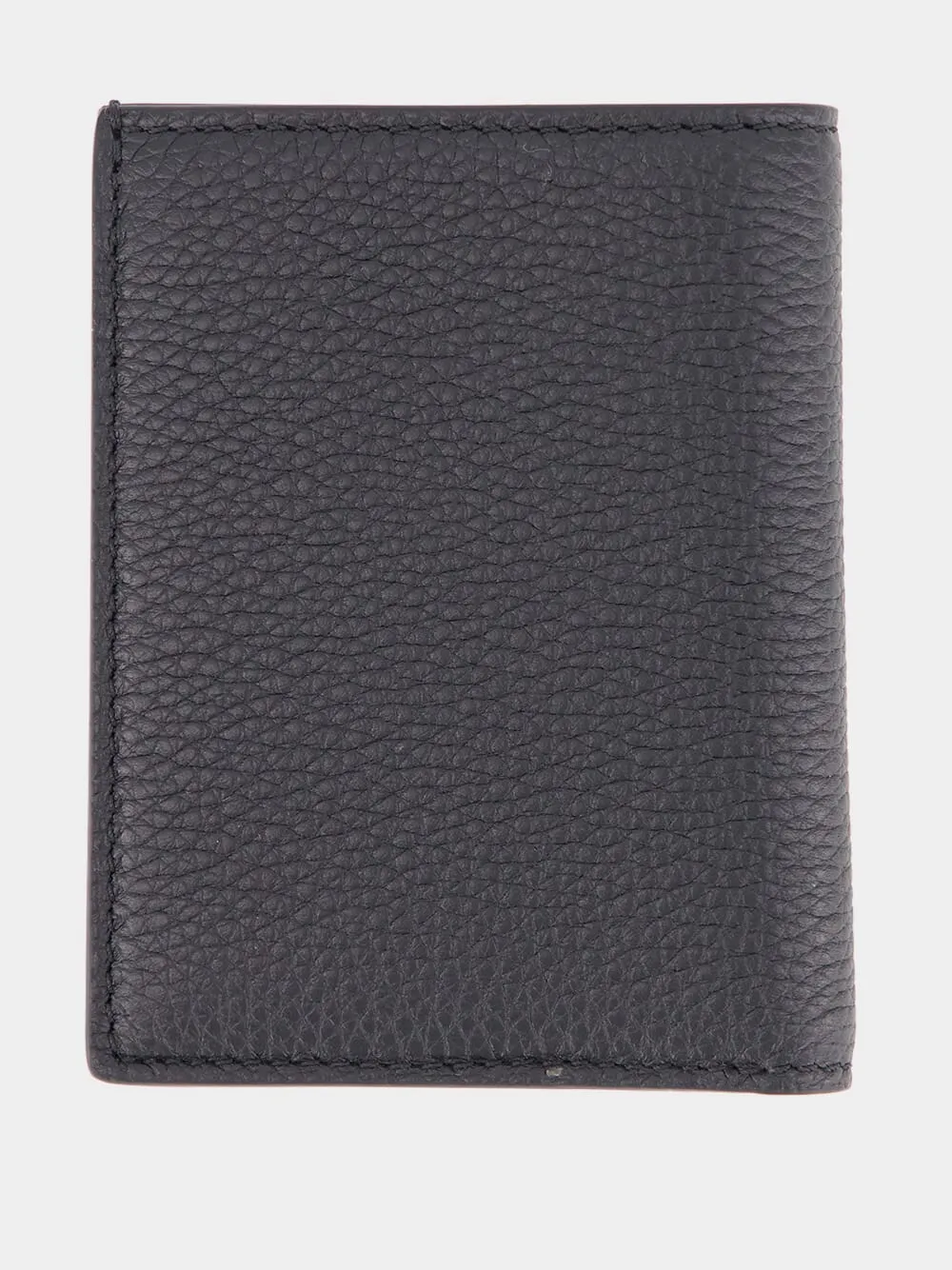 Black Grain Leather Folding Cardholder