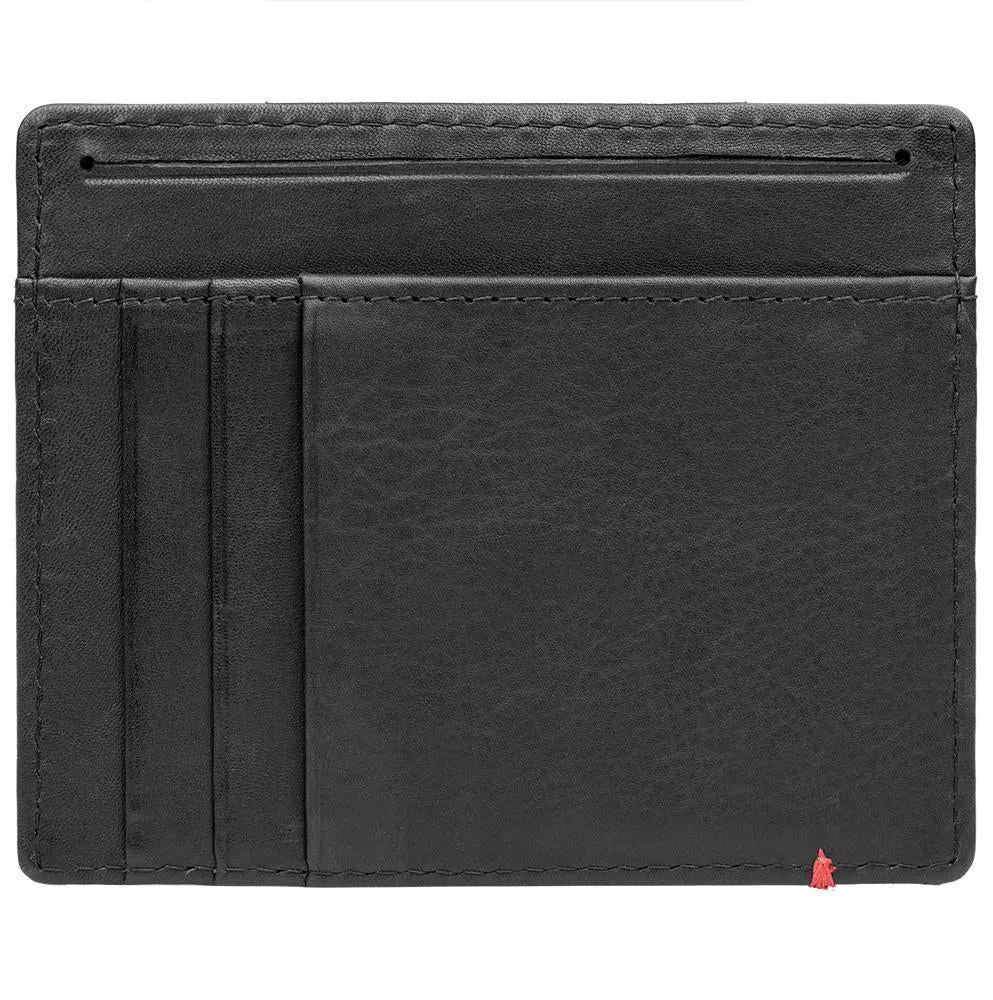 Black Leather Wallet- Anchor Metal Plate Design