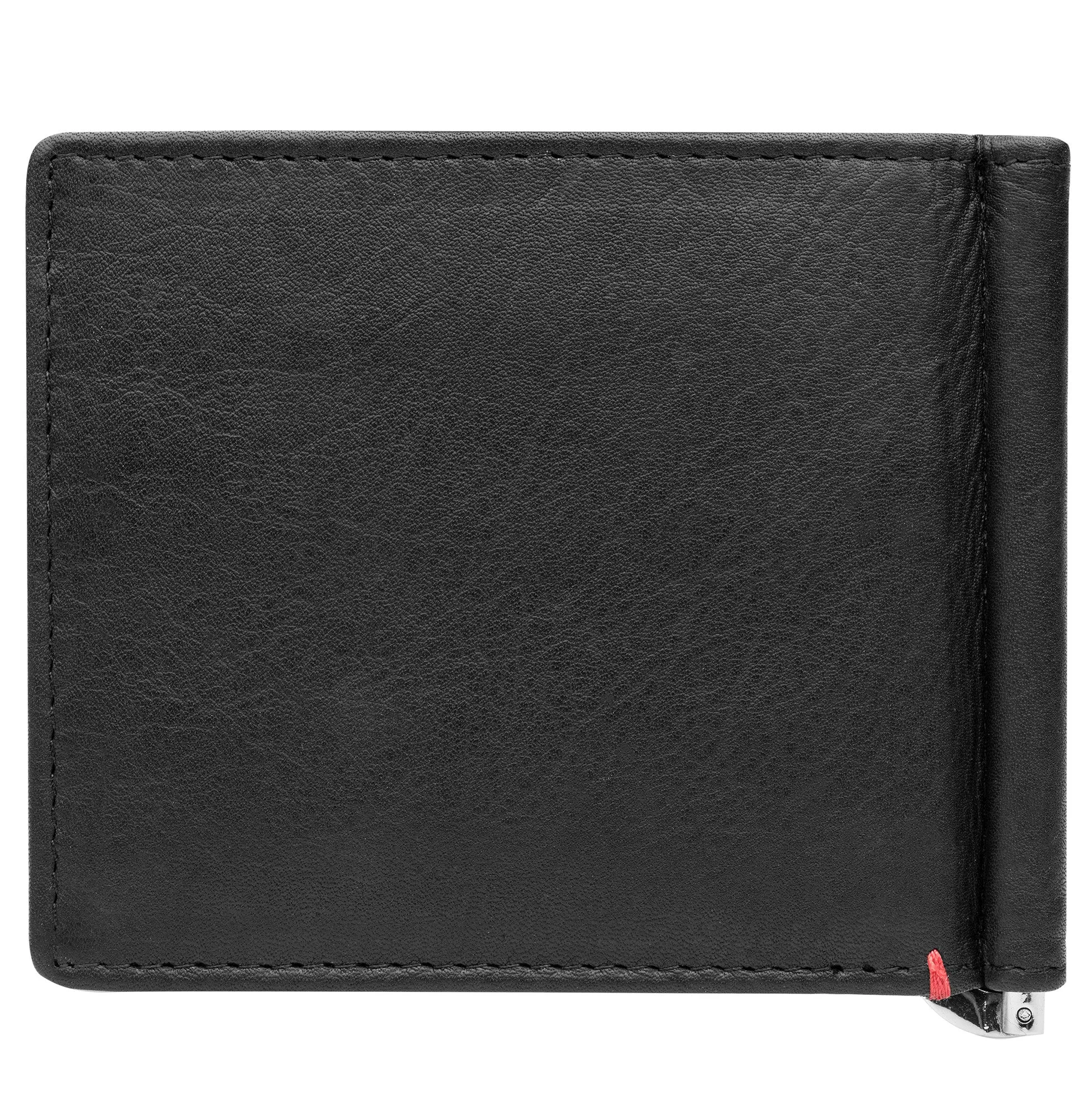 Black Leather Wallet- Anchor Metal Plate Design