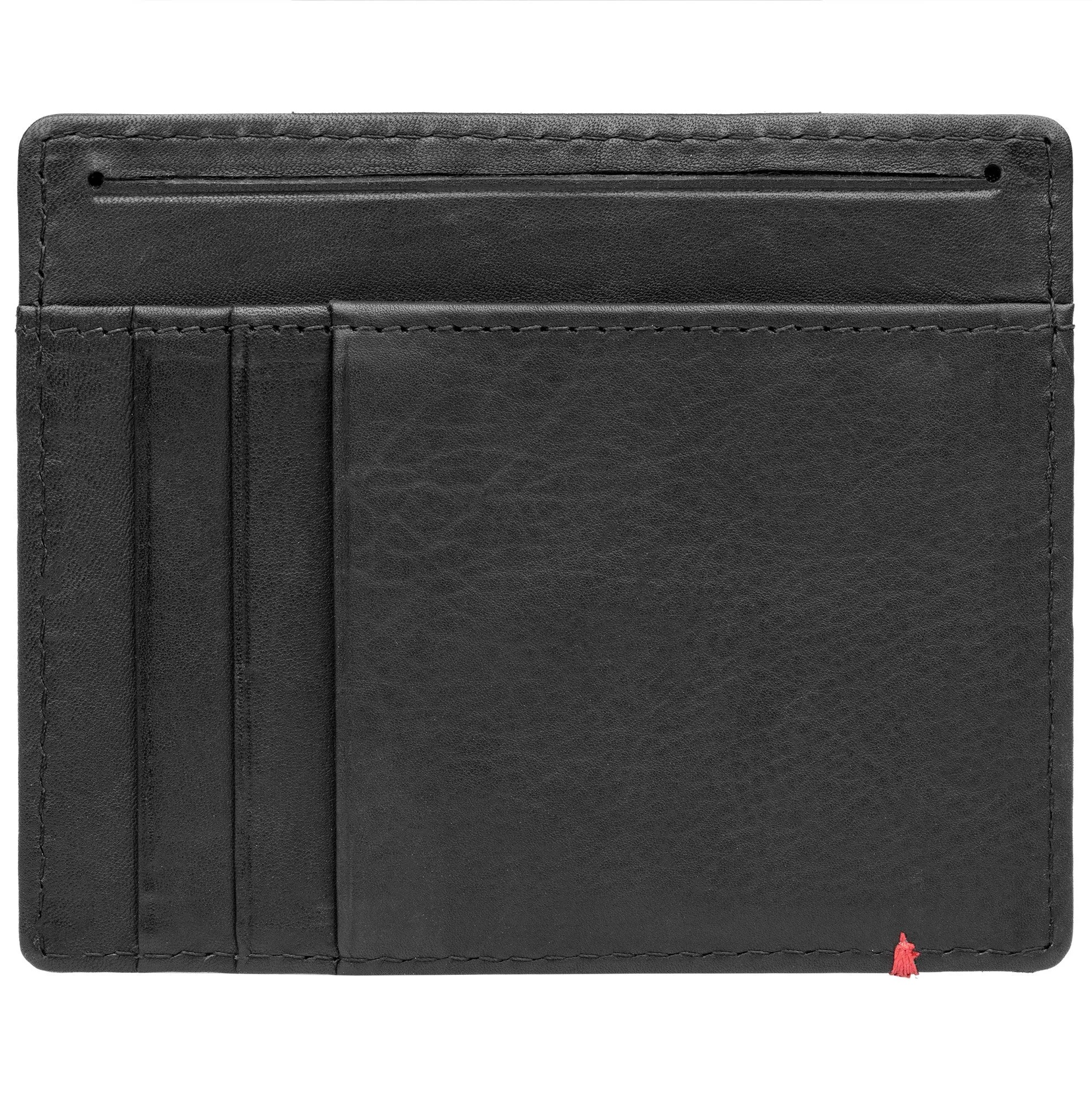 Black Leather Wallet- Anchor Metal Plate Design