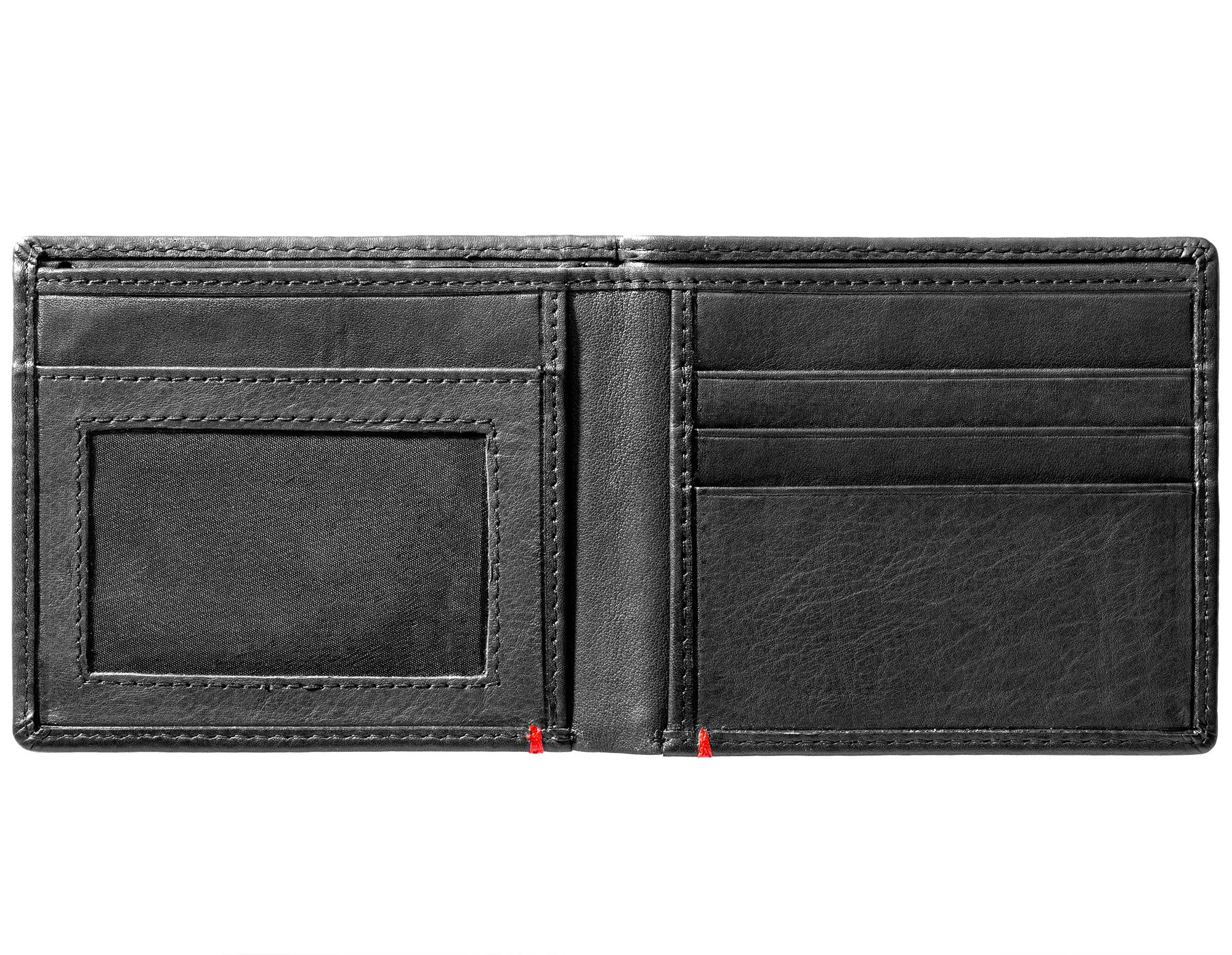 Black Leather Wallet- Anchor Metal Plate Design