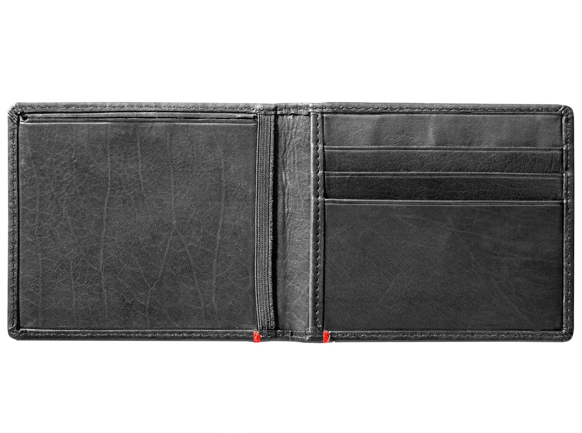 Black Leather Wallet- Bass Metal Plate Design