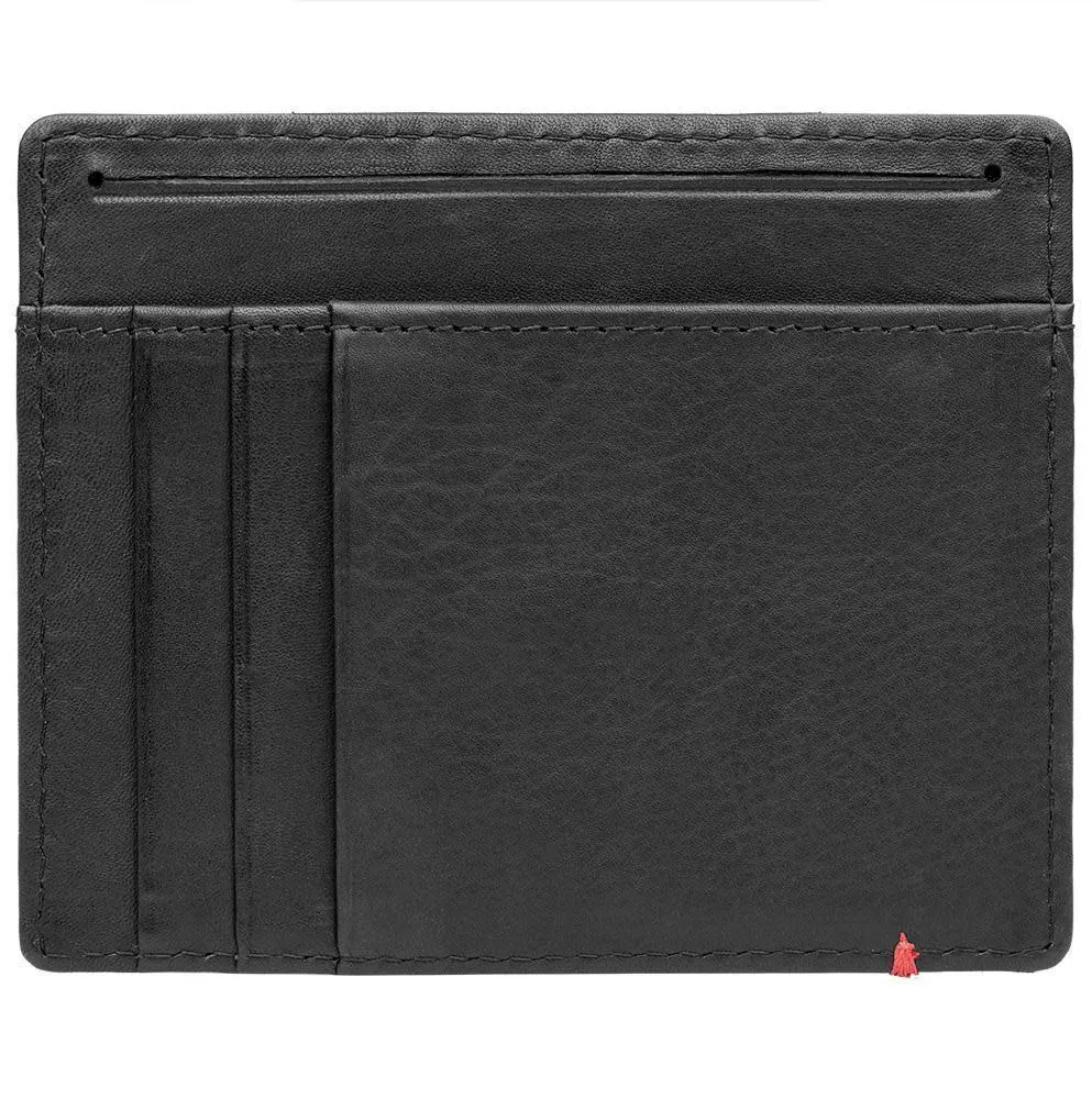 Black Leather Wallet- Bass Metal Plate Design