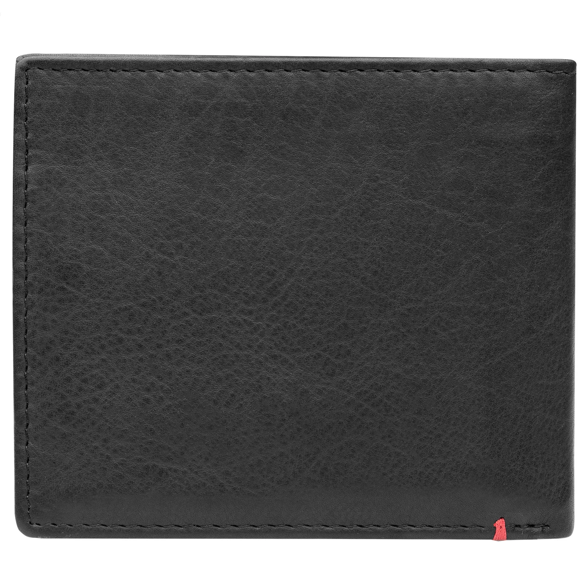 Black Leather Wallet- Bass Metal Plate Design