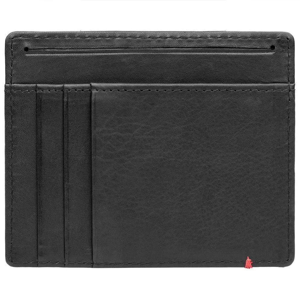 Black Leather Wallet- Bass Metal Plate Design