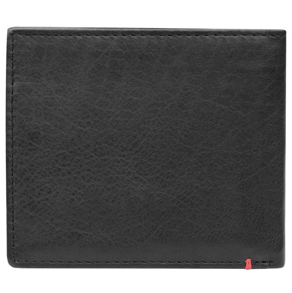 Black Leather Wallet- Bass Metal Plate Design