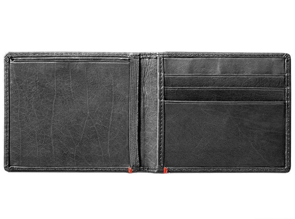 Black Leather Wallet- Fandango Metal Plate Design