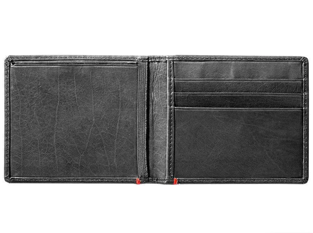 Black Leather Wallet- Fandango Metal Plate Design