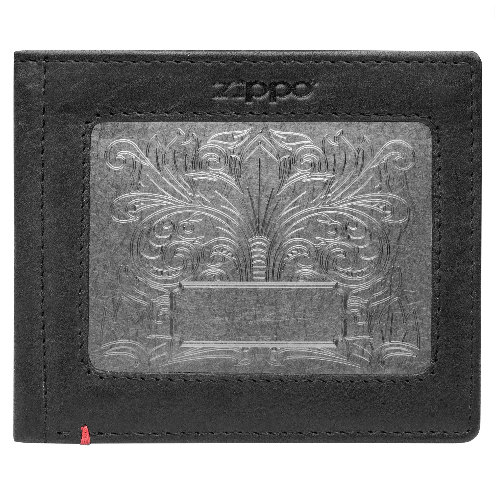 Black Leather Wallet- Fandango Metal Plate Design