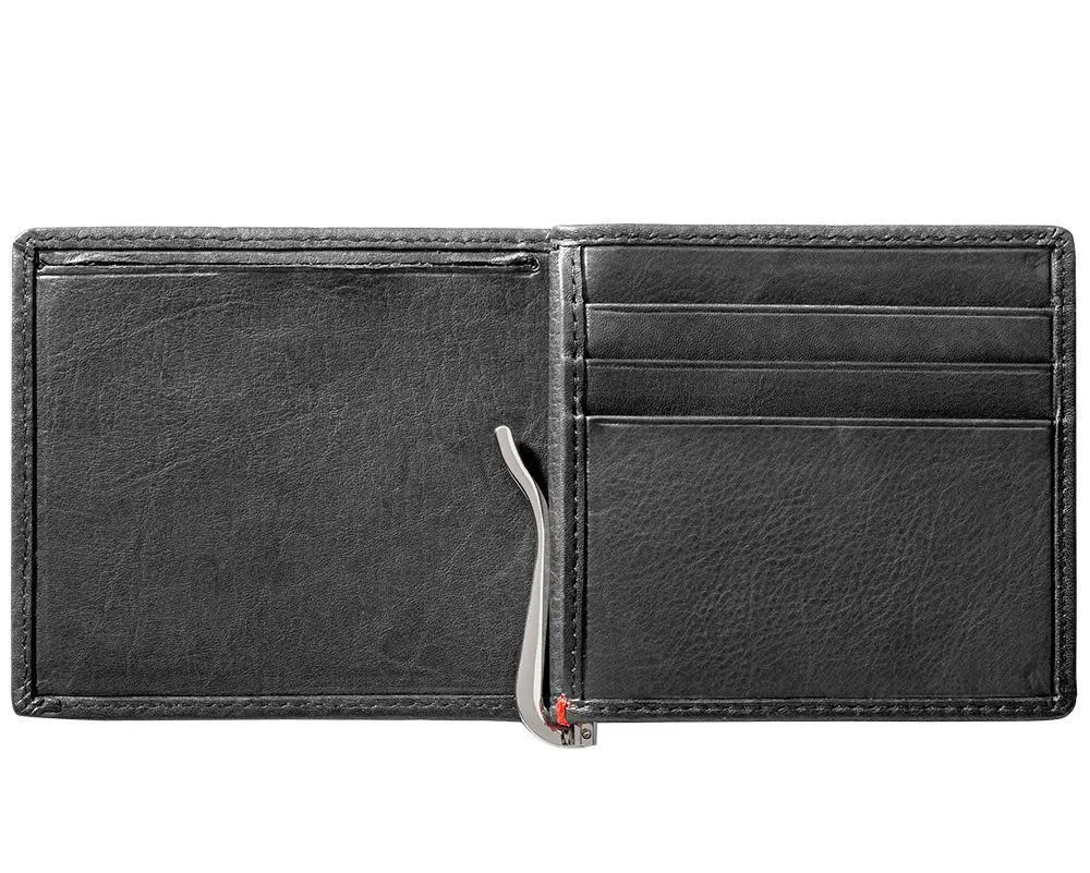 Black Leather Wallet- Fandango Metal Plate Design