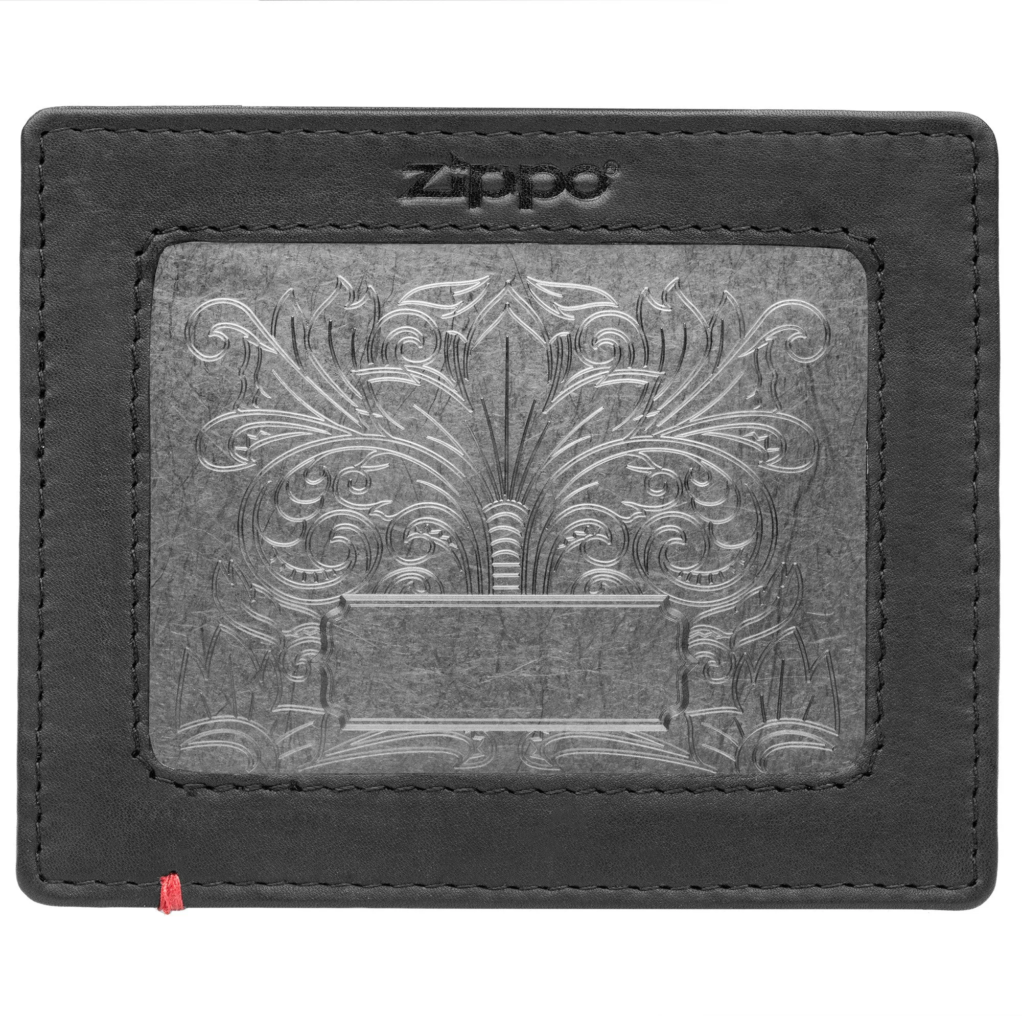 Black Leather Wallet- Fandango Metal Plate Design