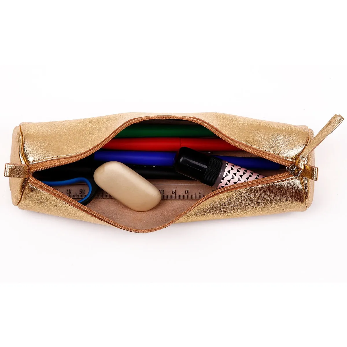 Clairefontaine Leather Round Pencil Case, Gold