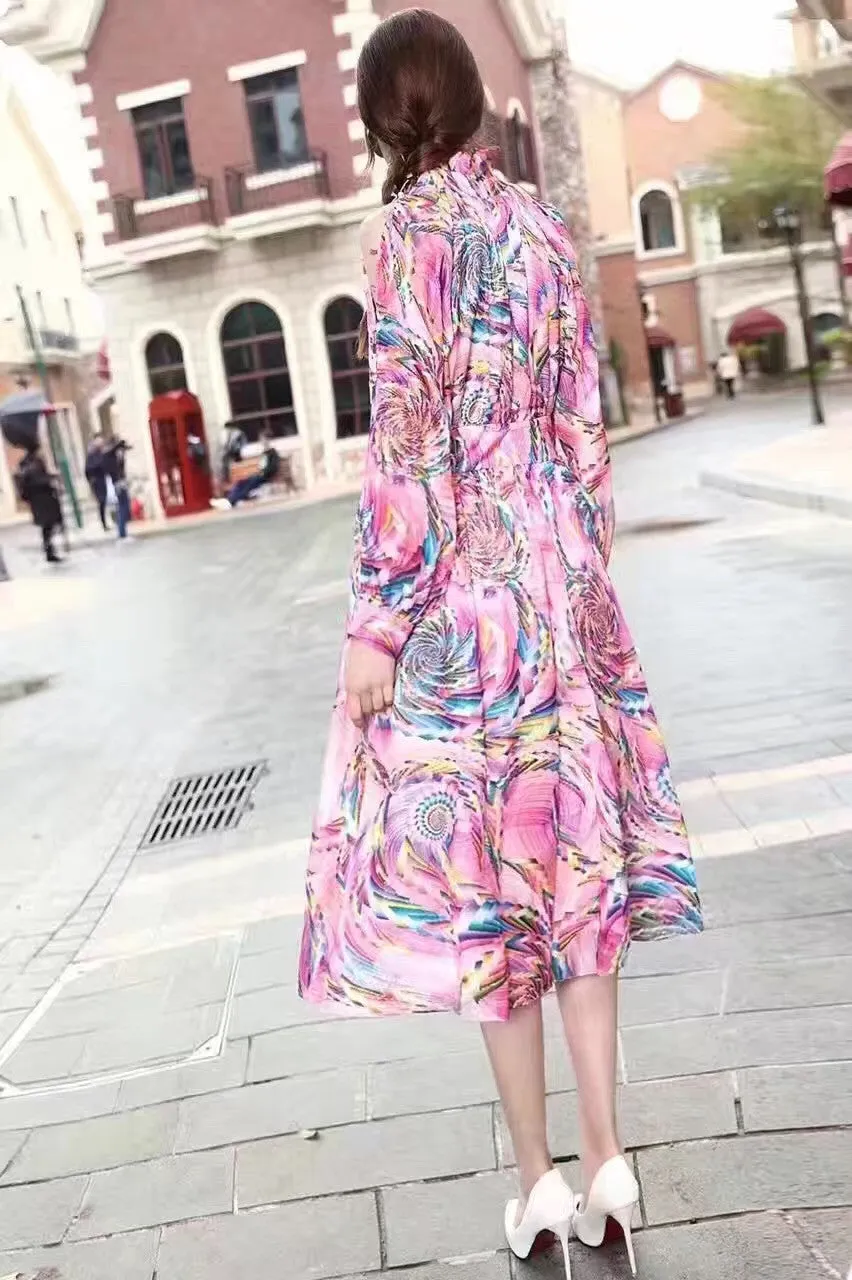 Cold Shoulder Floral Print Dress