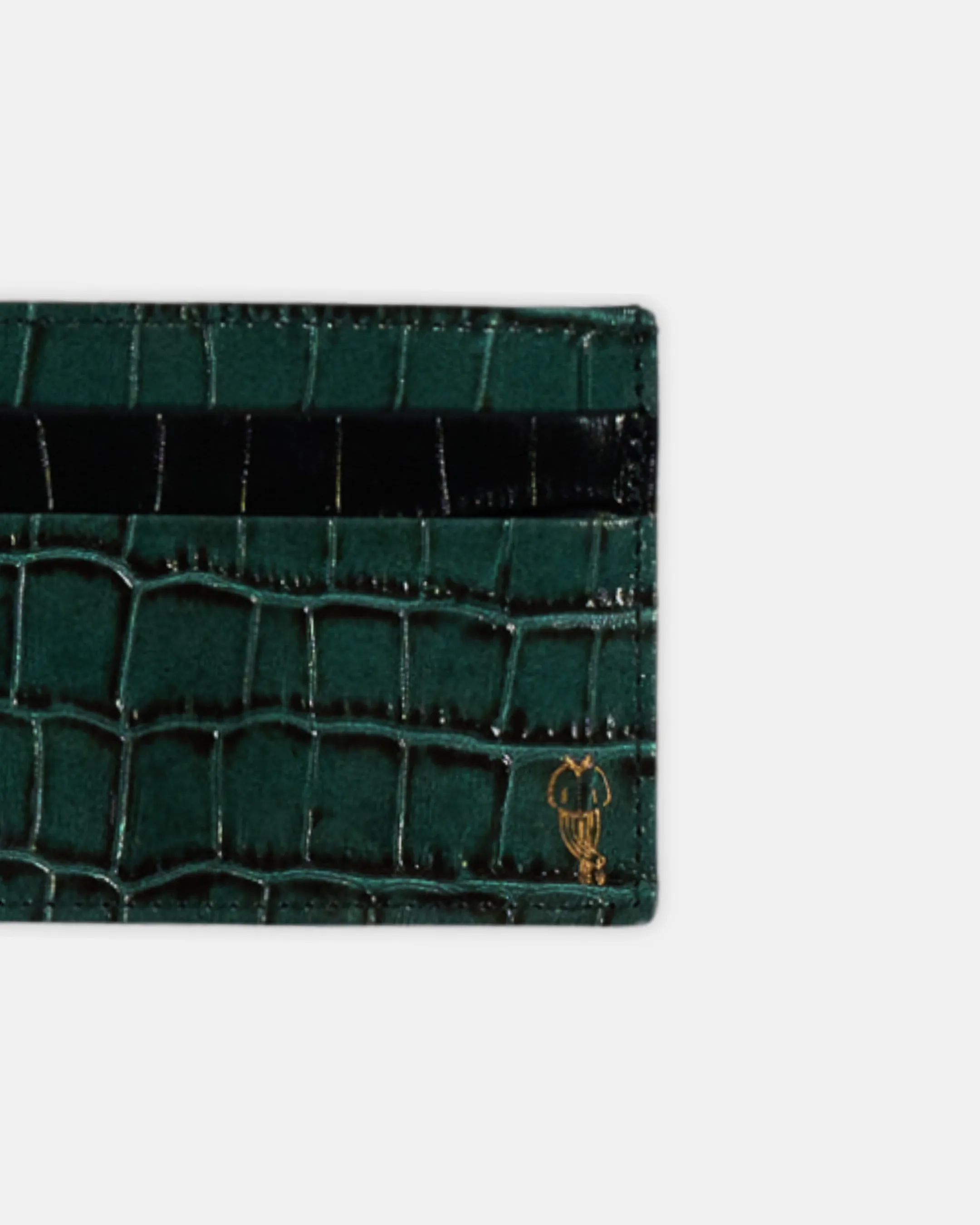 Crocodile Embossed Hunter Green Leather Card Holder