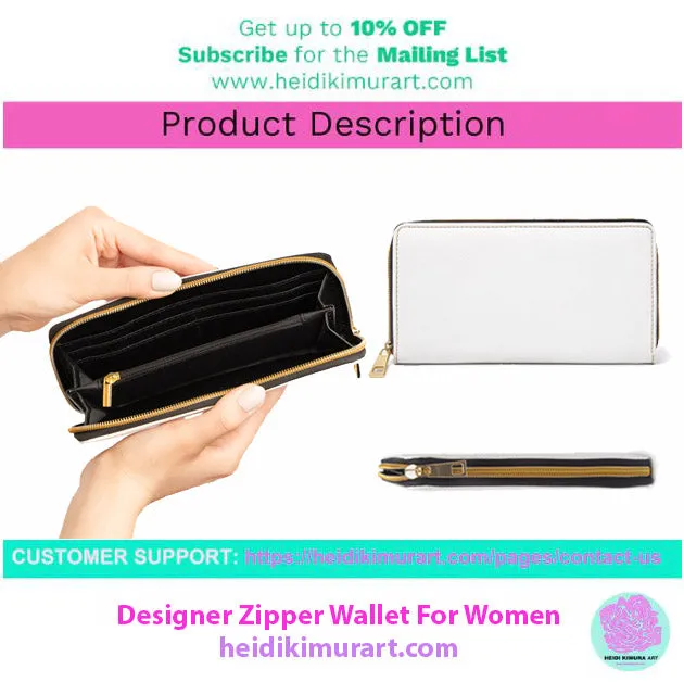 Dark Green Color Zipper Wallet, Solid Color Long Compact Designer Premium Quality Women's Wallet