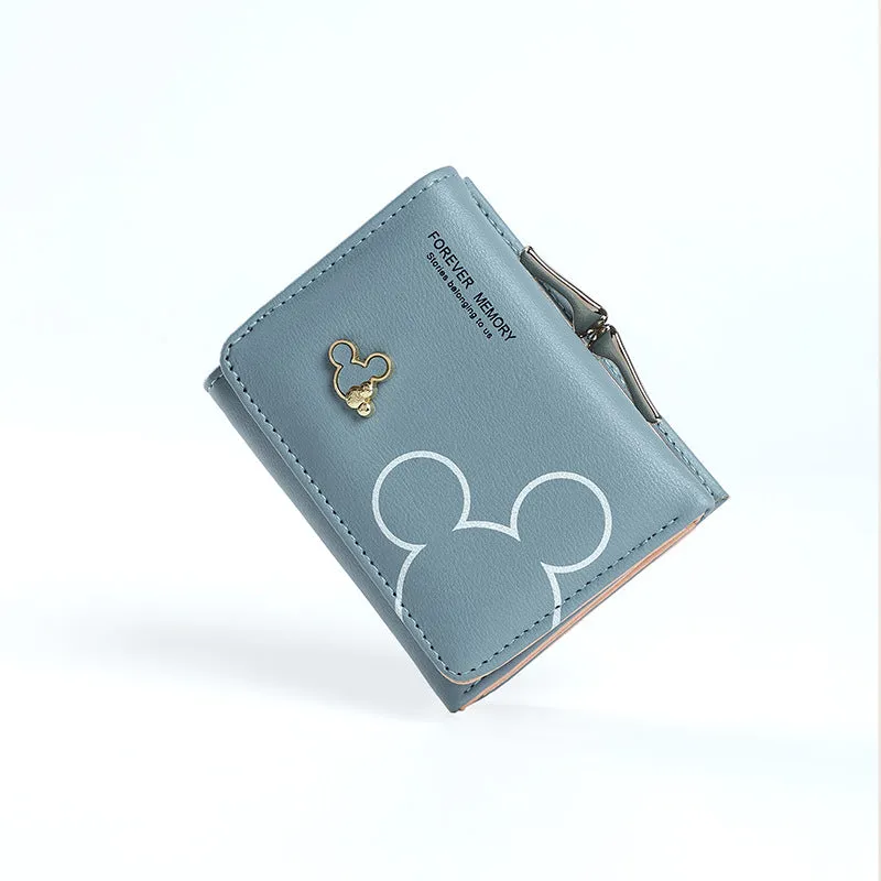 Disney Cute Mickey Mouse Women's Bag PU Fashion Wallet Designer Coin Purse Buckle Credit Card Bag