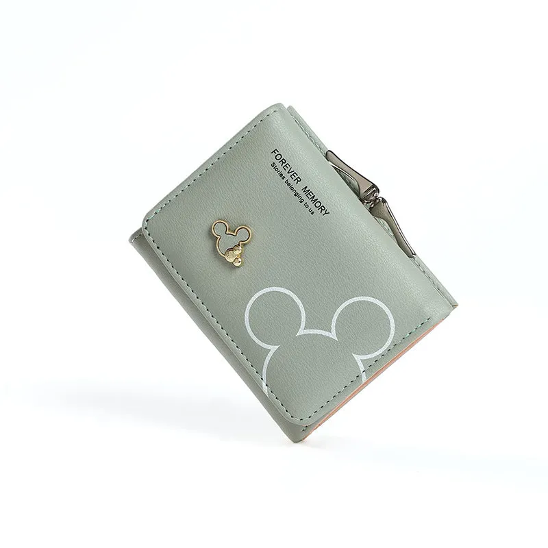 Disney Cute Mickey Mouse Women's Bag PU Fashion Wallet Designer Coin Purse Buckle Credit Card Bag