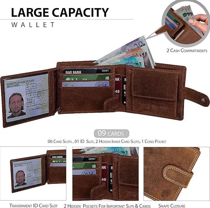 EQ For Men Embossed RFID Wallet With Tab Brown