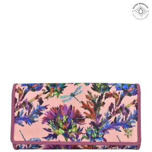 Fabric with Leather Trim Three-Fold RFID Wallet - 13007