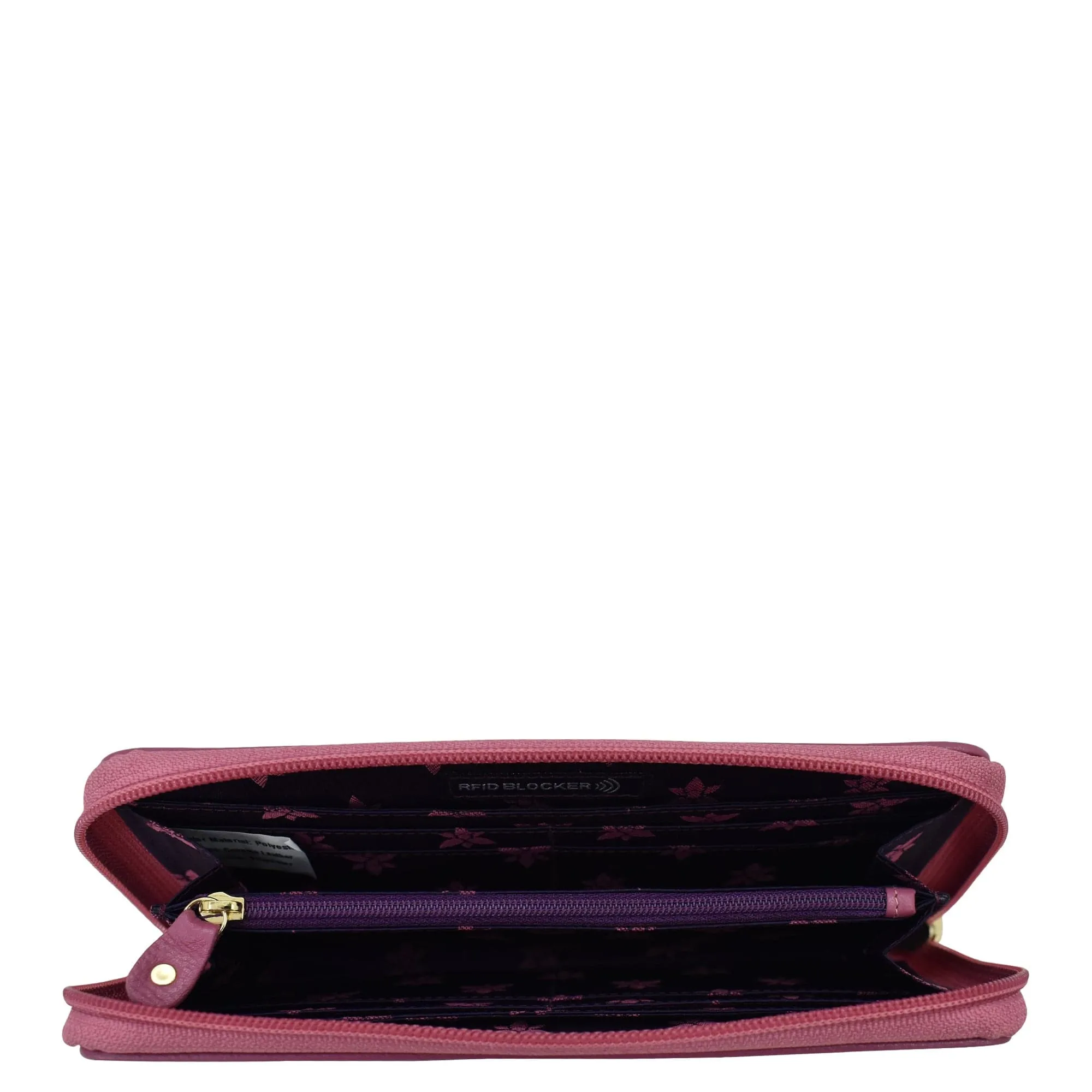 Fabric with Leather Trim Wristlet Travel Wallet - 13000