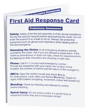 FIRST AID RESPONSE CARD (ENGLISH/FRENCH)