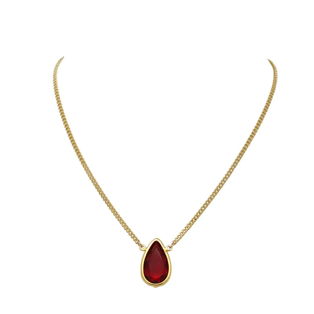 Gold Crystal Teardrop Necklace