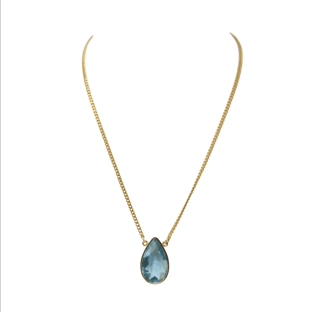 Gold Crystal Teardrop Necklace