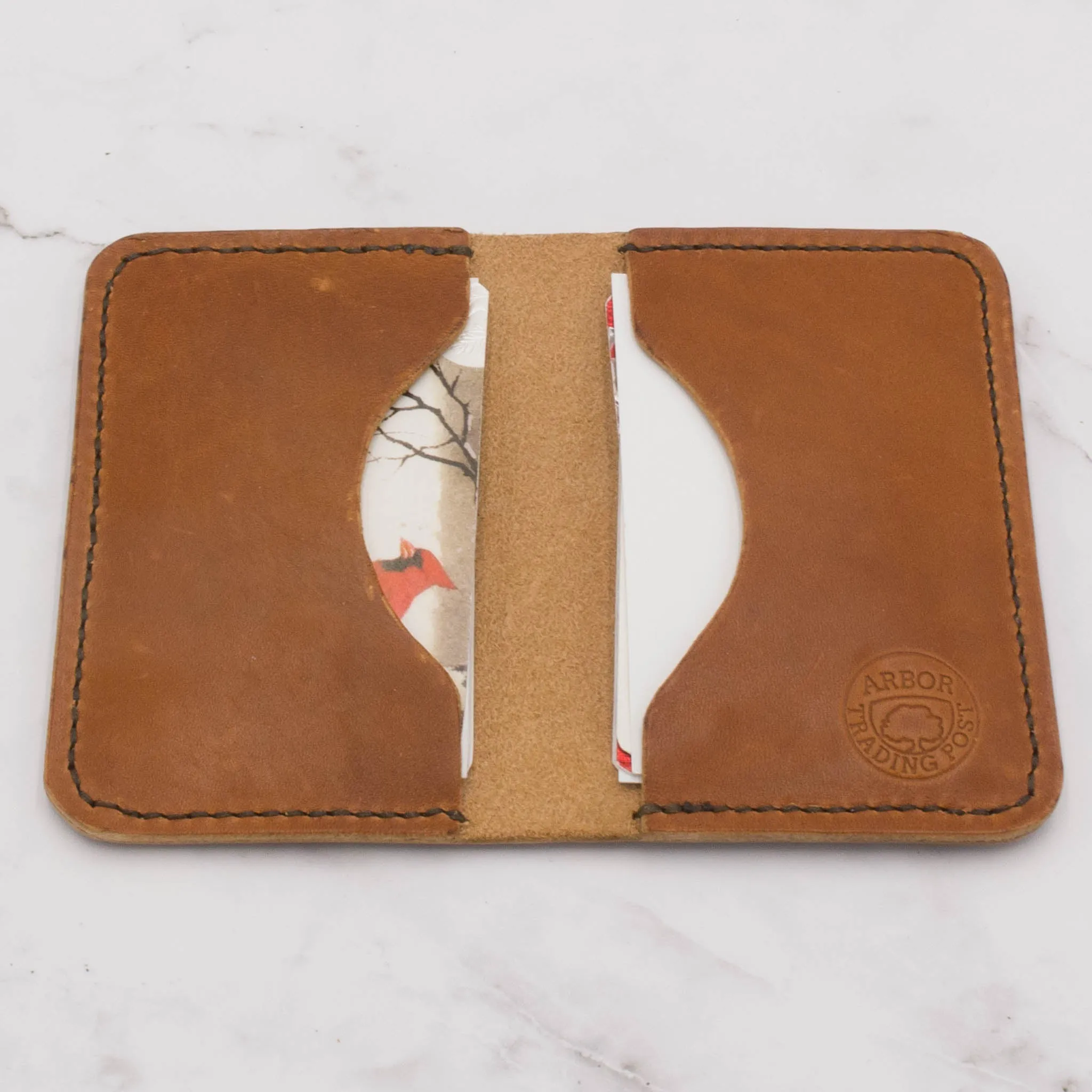 Handcrafted Slim Leather Bifold Wallet - English Tan