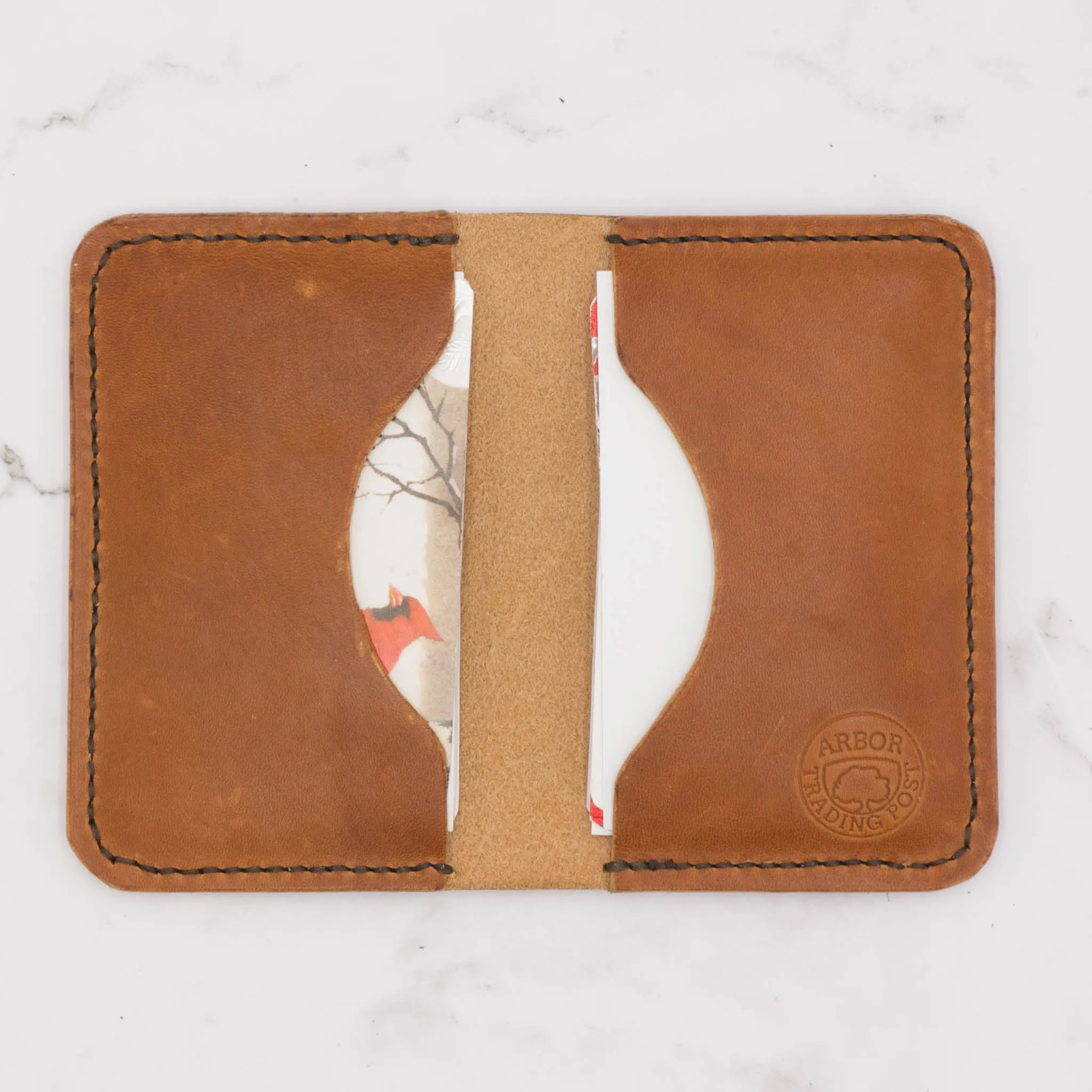 Handcrafted Slim Leather Bifold Wallet - English Tan