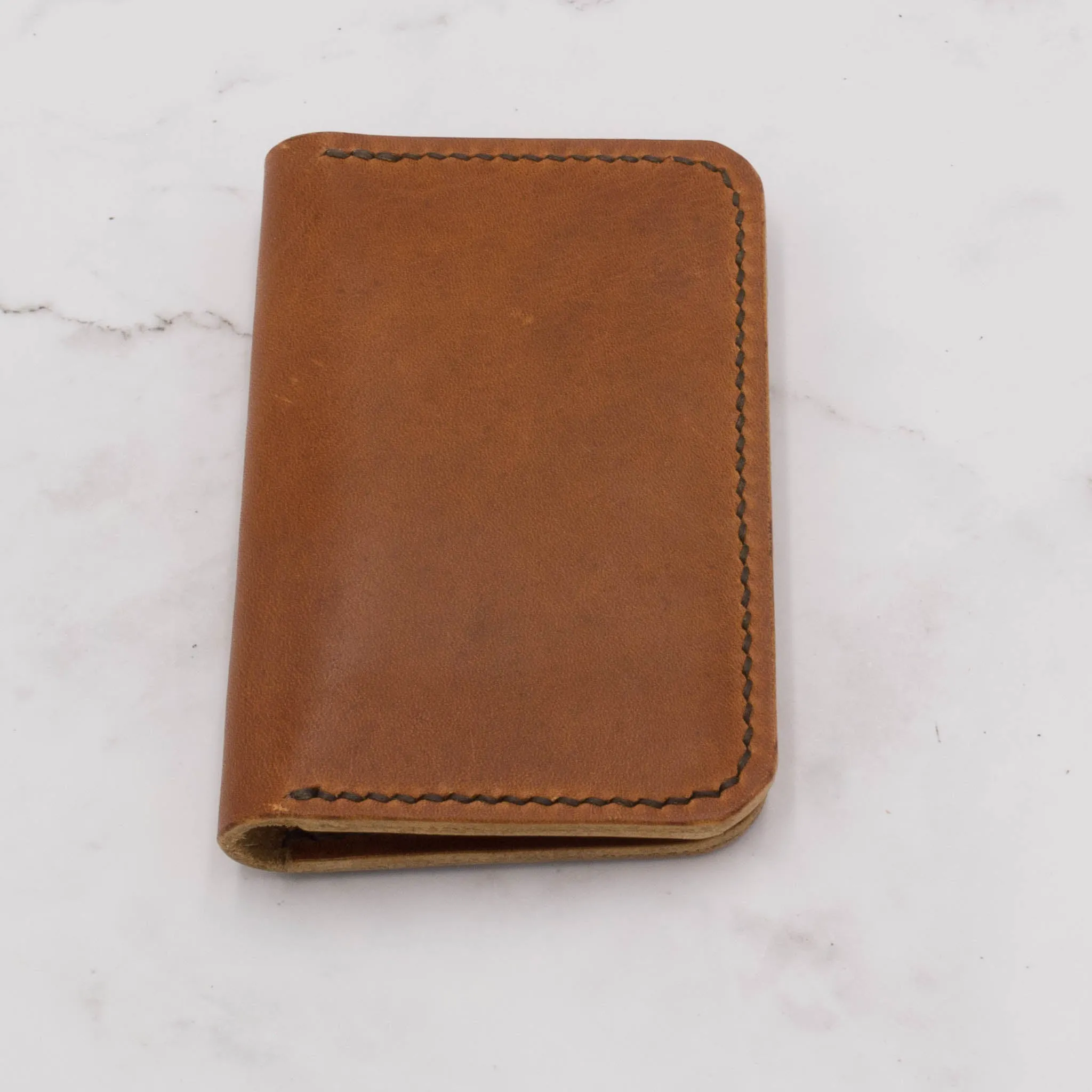 Handcrafted Slim Leather Bifold Wallet - English Tan