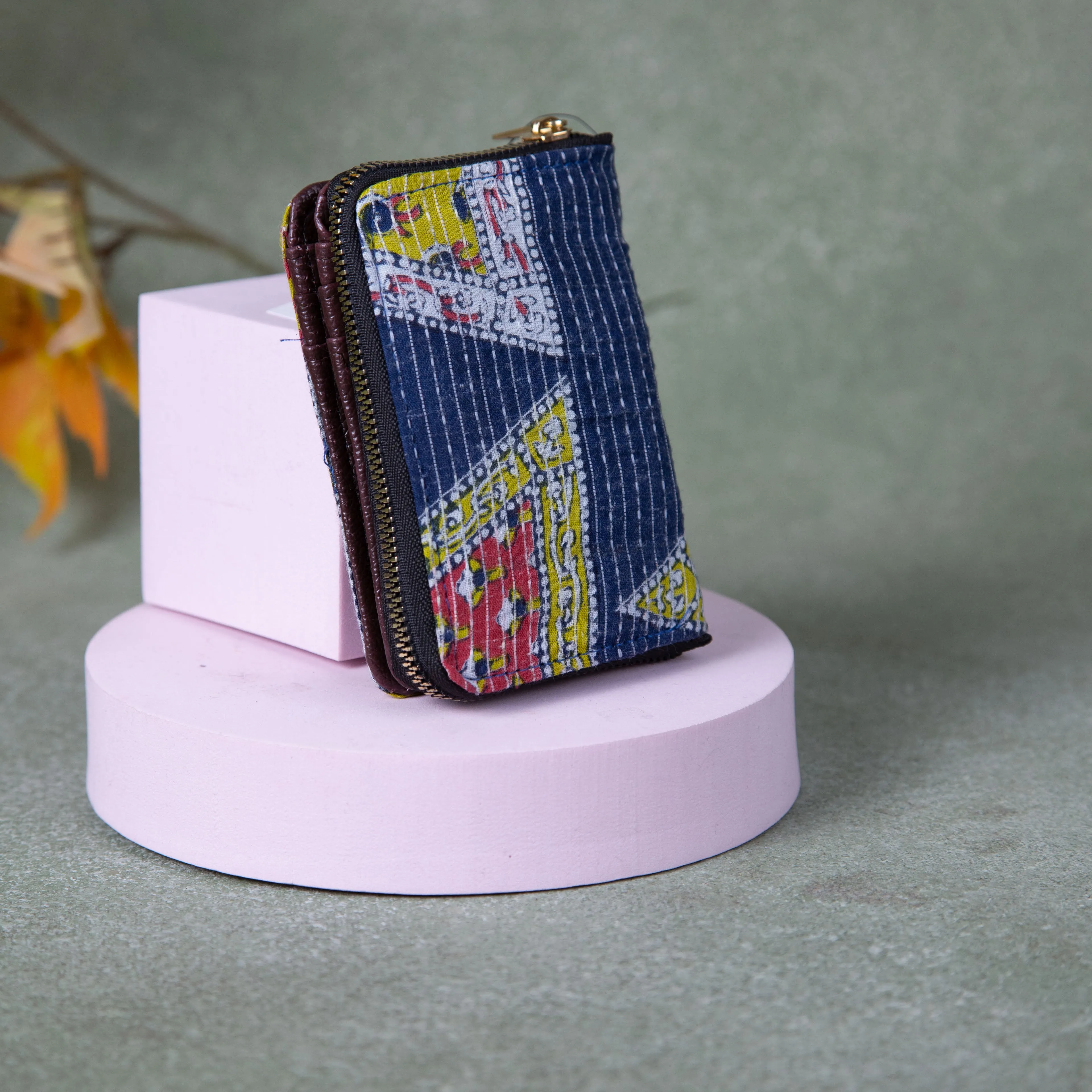 Handmade Wallets - Mini Blue with Yellow and Red Colour