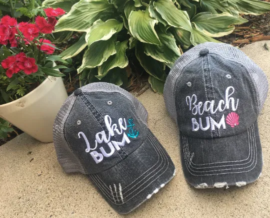 Hats { Lake hair don't care } { Happy Camper } { River hair don't care } { Beach hair don't care } { Tailgate hair don't care }