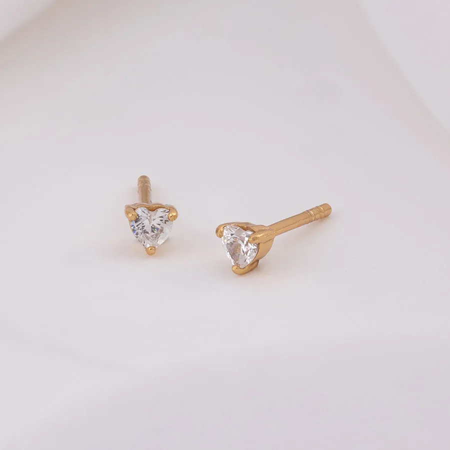 Heart Gold Stud Earrings