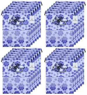 Heart Home Flower Design 24 Piece Non Woven Travel Shoe Cover, String Bag Organizer, Royal Blue CTHH16036,Standard