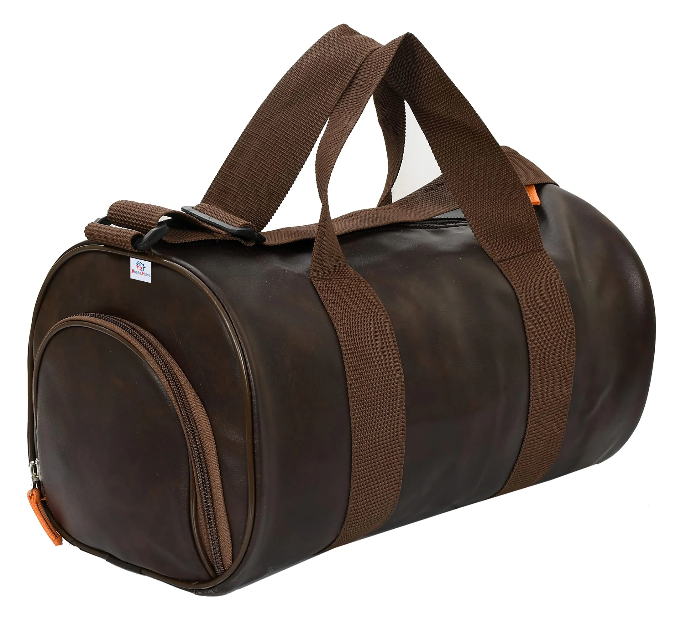 Heart Home Soft Duffle Gym Bag with Shoes Compartment (Brown)