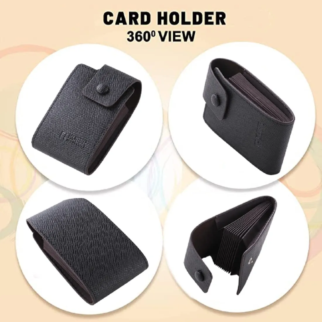 Homestic Card Holder Wallet for Men Women|Debit Credit Card Holder|Wallet for Id, Visiting Card, Buisness Card|Button Closure|Black