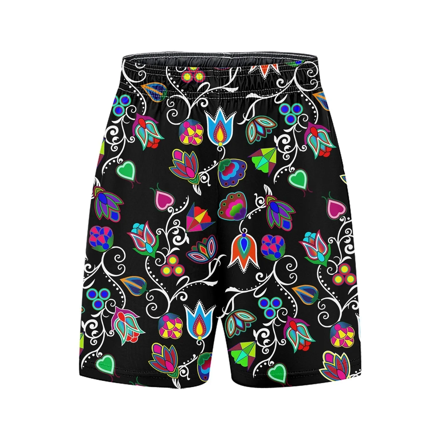 Indigenous Paisley Black Athletic Shorts with Pockets