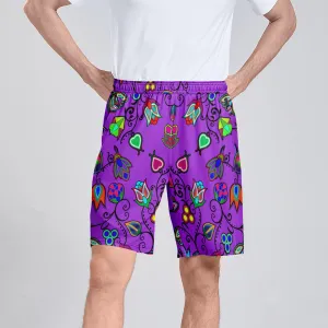 Indigenous Paisley Dark Orchid Athletic Shorts with Pockets