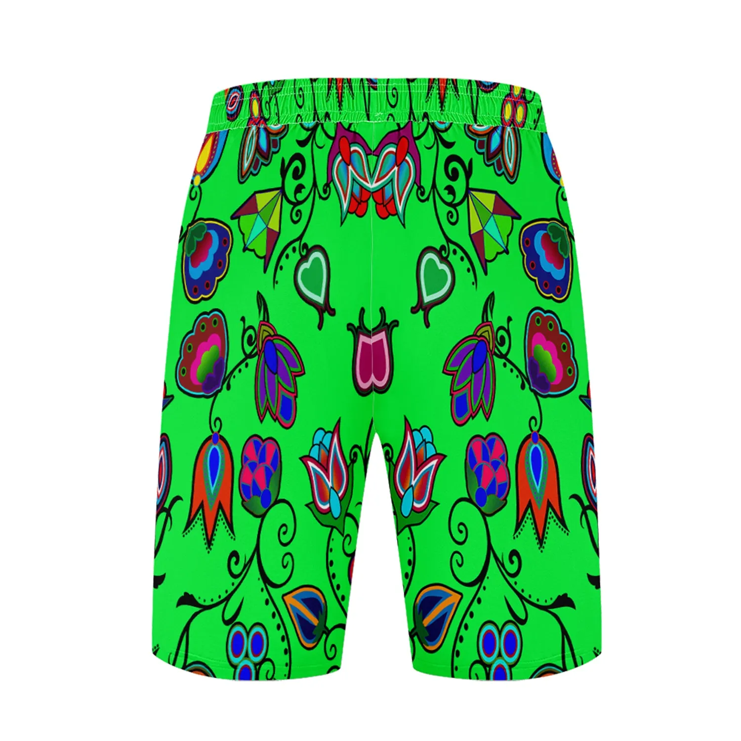 Indigenous Paisley Green Athletic Shorts with Pockets