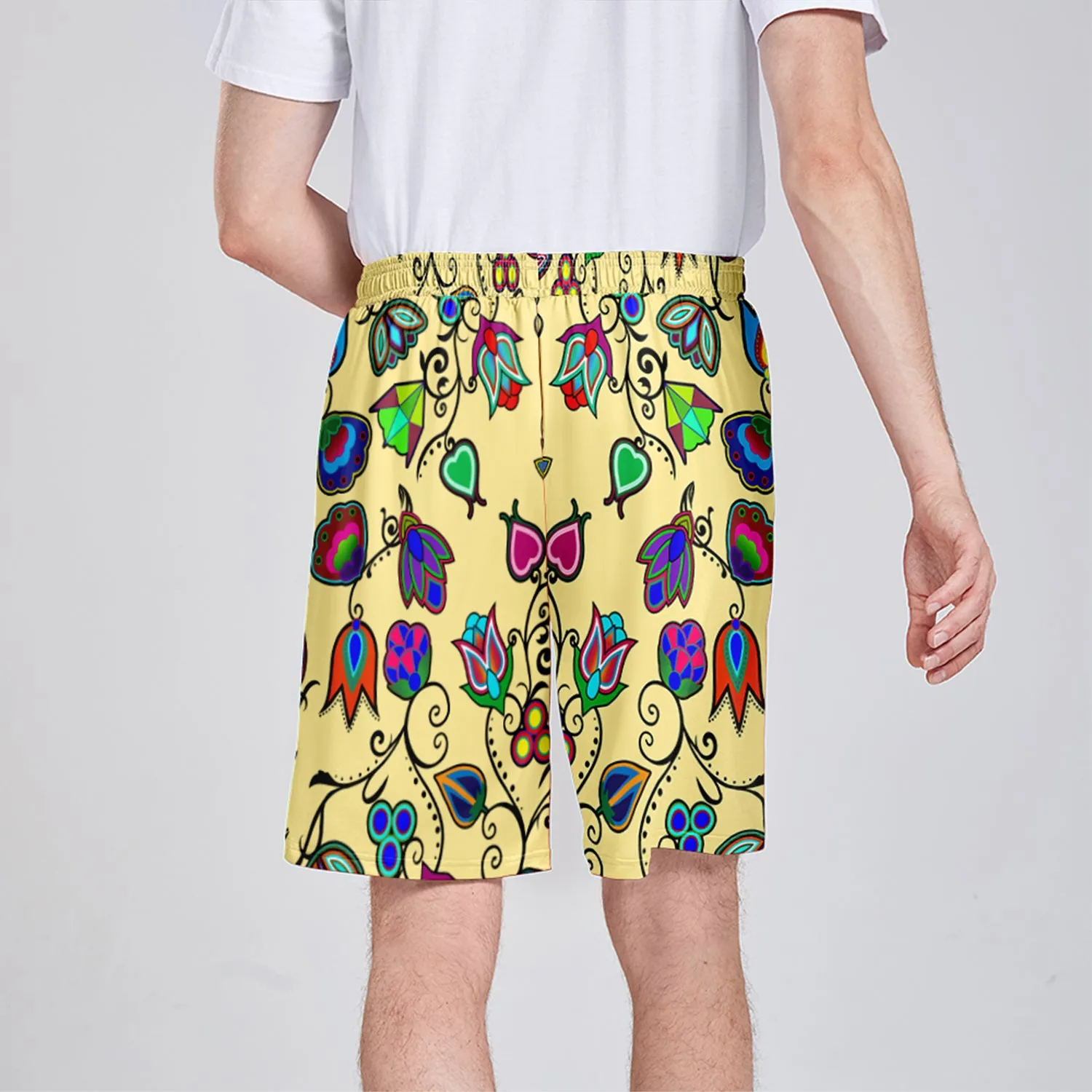 Indigenous Paisley Vanilla Athletic Shorts with Pockets